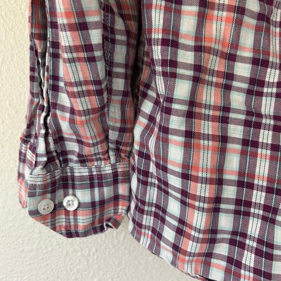 Le Tigre plaid button up collared shirt preppy causal classic multicolor shirt L - Picture 12 of 13